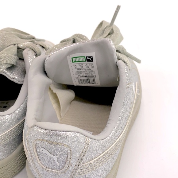 Puma Silver Glitter Basket Heart Sneakers - Picture 7 of 9